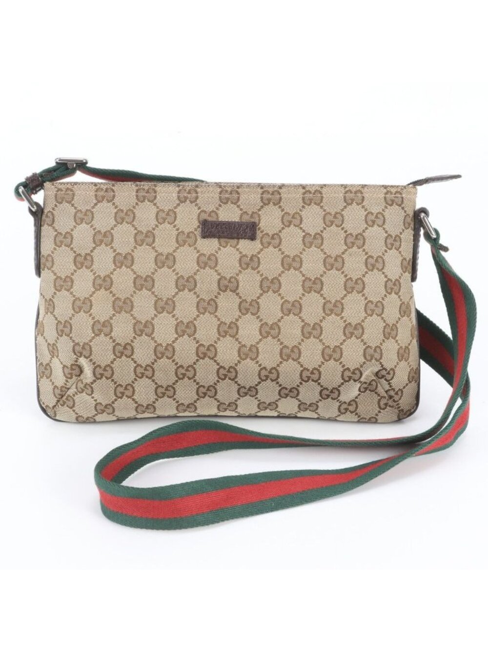 Gucci GG Canvas Sherry Line Leather Shoulder Bag Crossbody Messenger